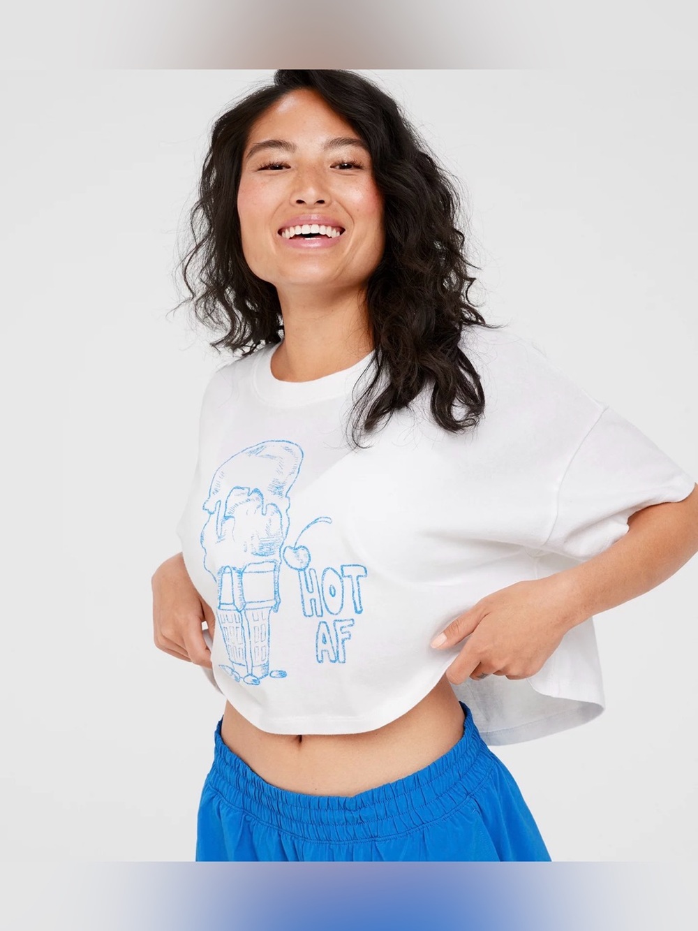 OFFLINE By Aerie Cropped T-Shirt Ice Cream Print Size Small